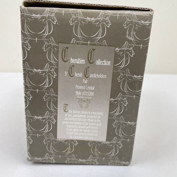 Vintage 1995 Vatican Library Collection Crystal Cherub Candleholders Pair 5" - Picture 9 of 10
